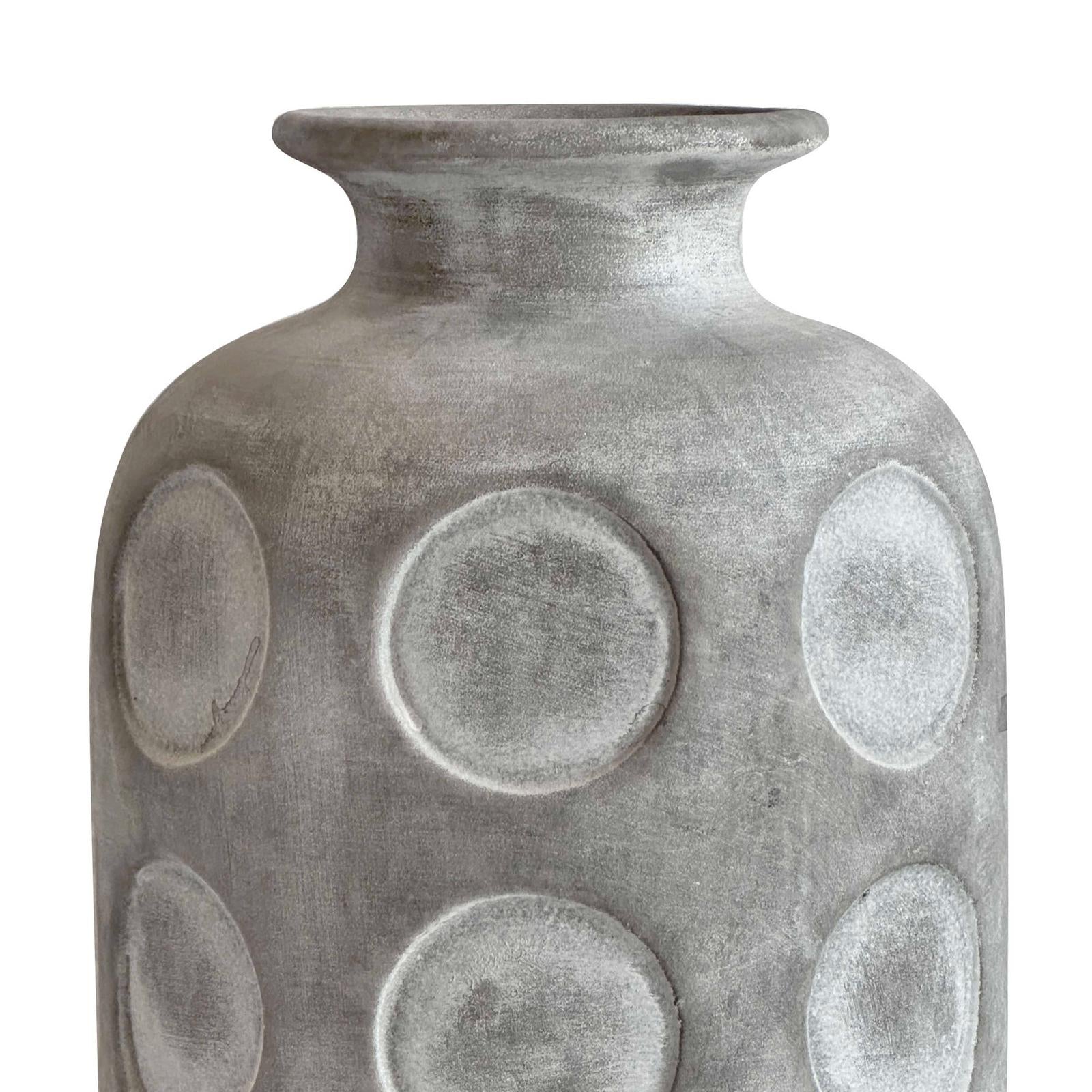 TOV Furniture Earthenware Aztec Tub Flower Vase in Grey