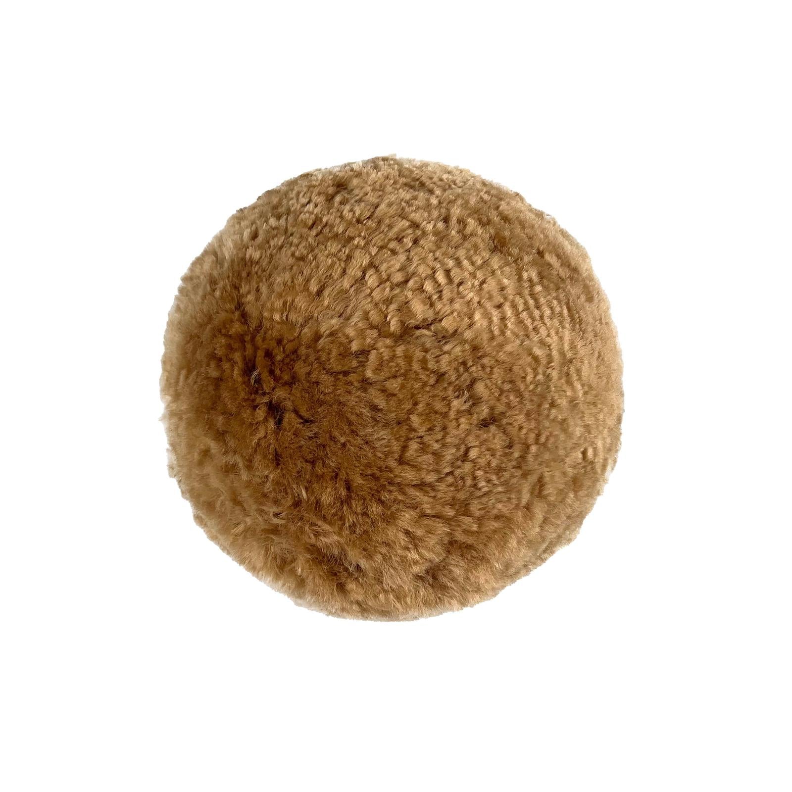 TOV Furniture New Zealand Brown Genuine Sheepskin Ball Pillow