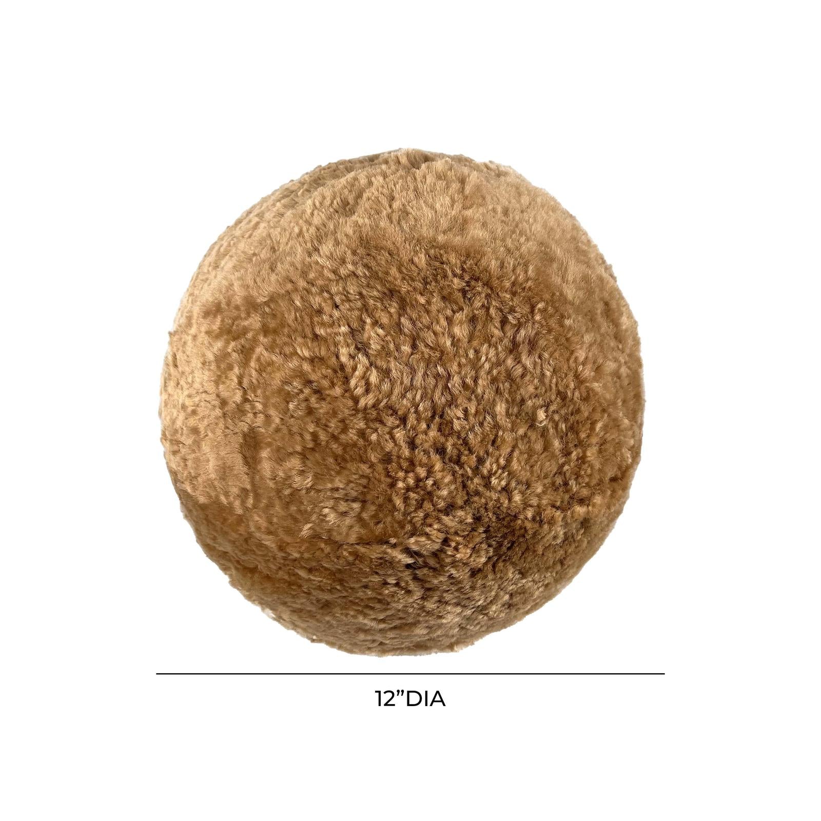 TOV Furniture New Zealand Brown Genuine Sheepskin Ball Pillow