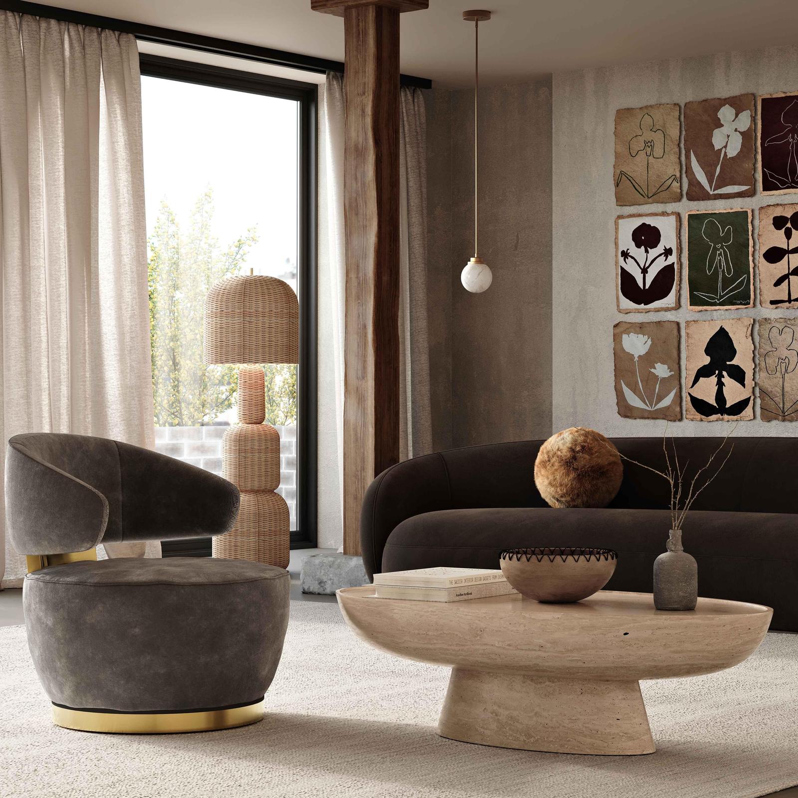 TOV Furniture New Zealand Brown Genuine Sheepskin Ball Pillow