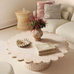 TOV Furniture Blossom Washed Faux Travertine Finish Indoor/Outdoor Round Coffee Table