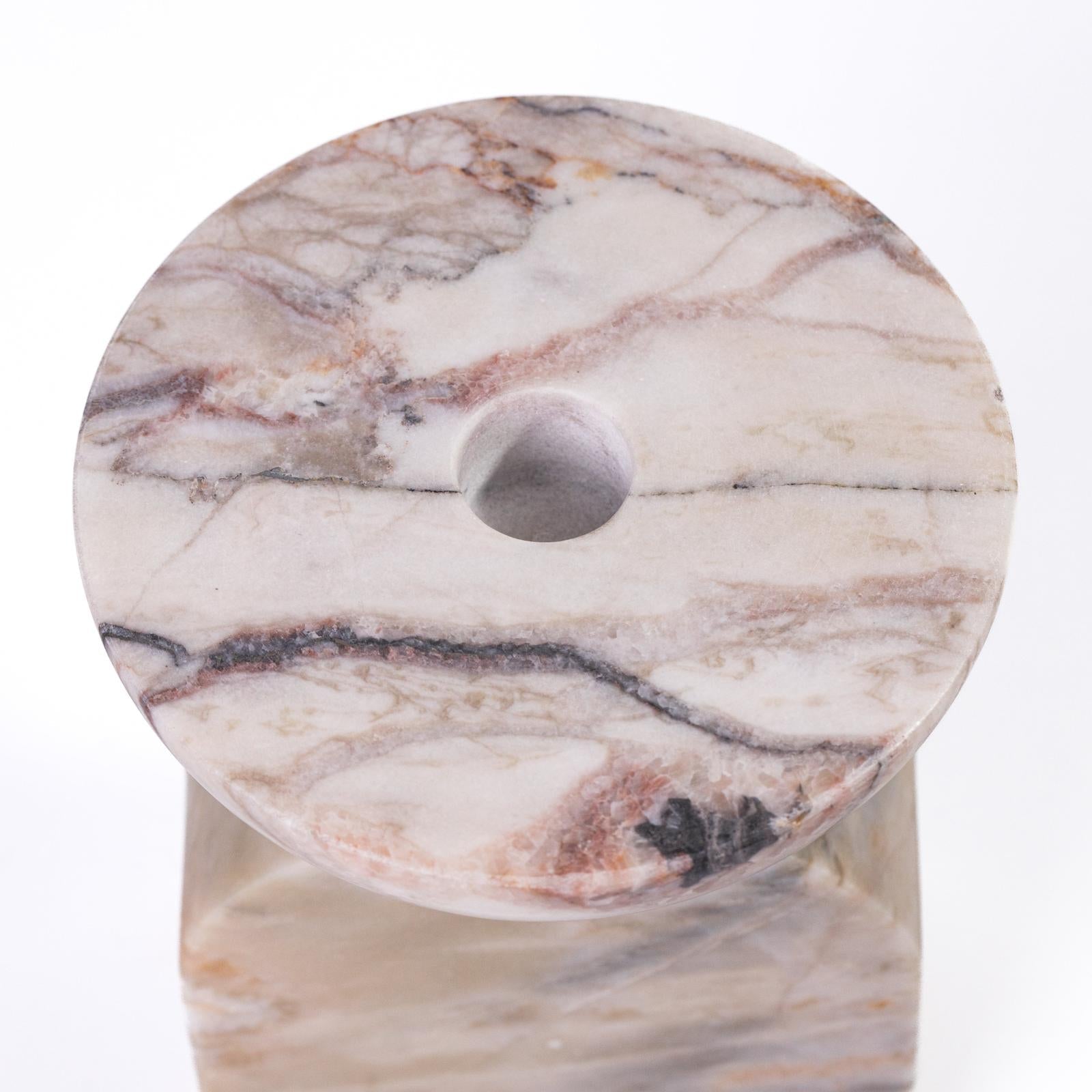 TOV Furniture Marble White Brown Candle Holder
