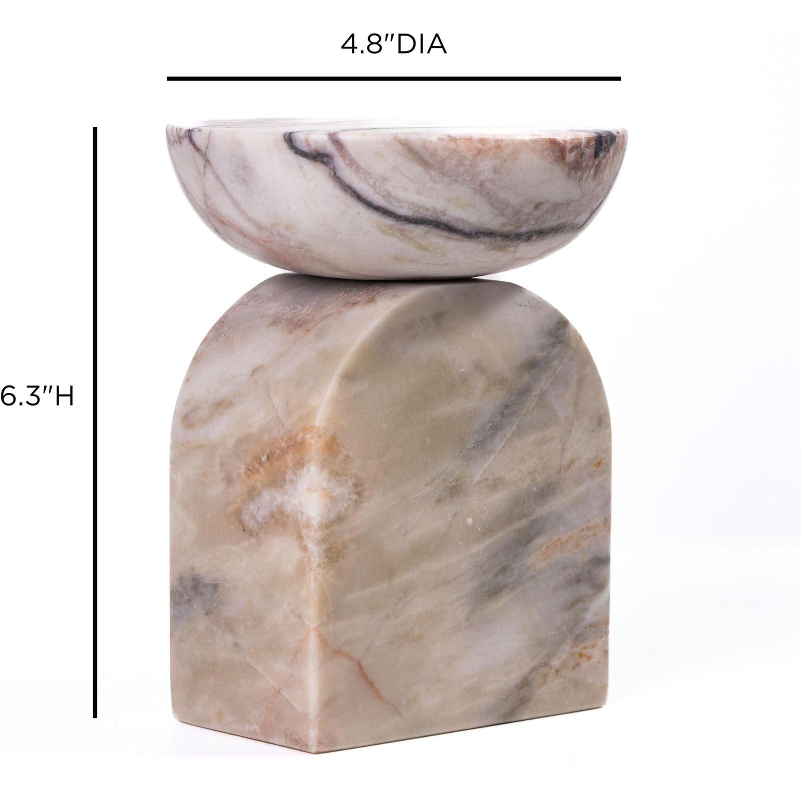 TOV Furniture Marble White Brown Candle Holder