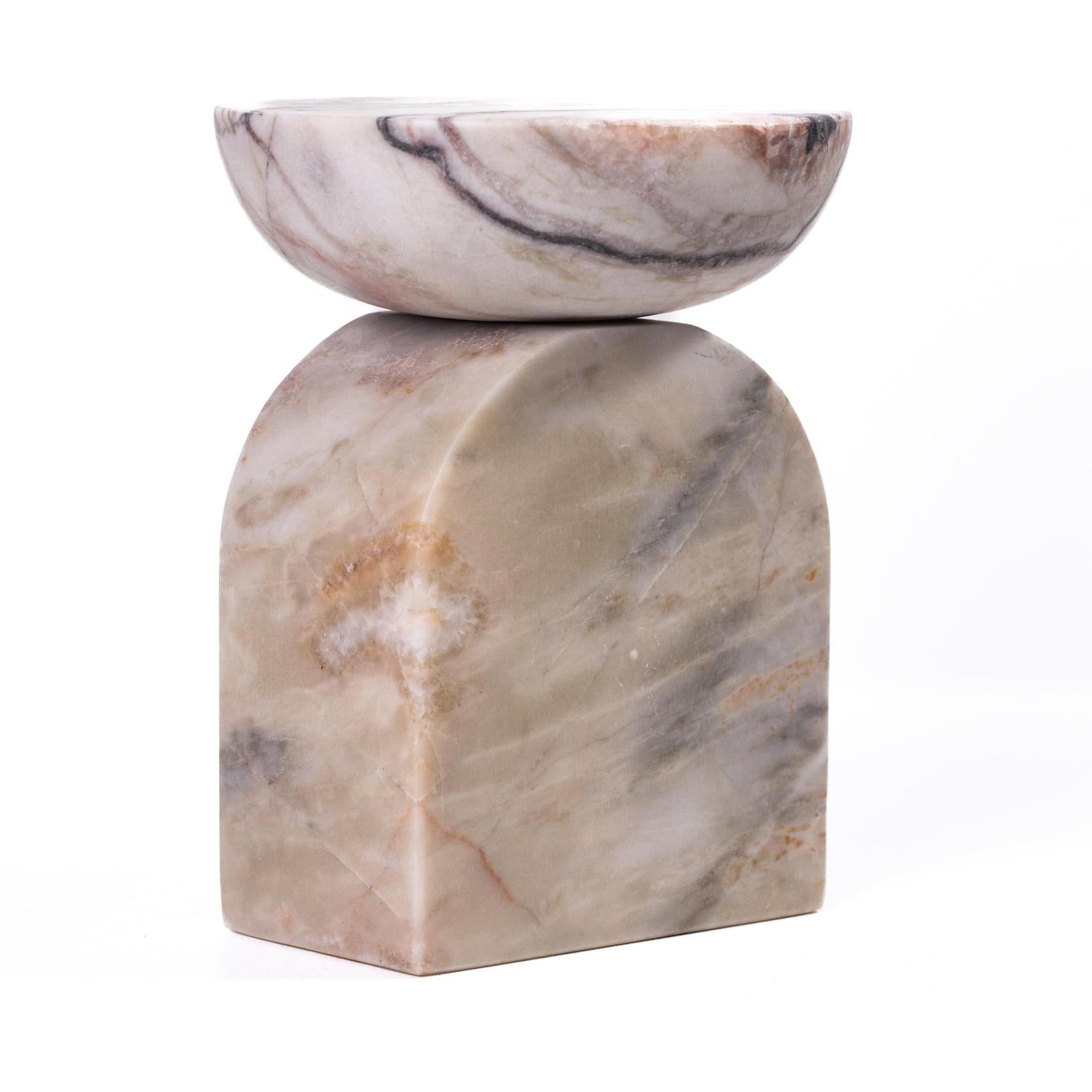 TOV Furniture Marble White Brown Candle Holder