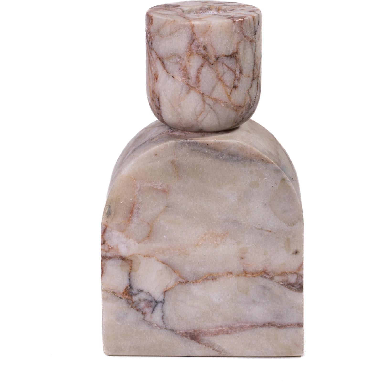 TOV Furniture Marble White Brown Candle Holder