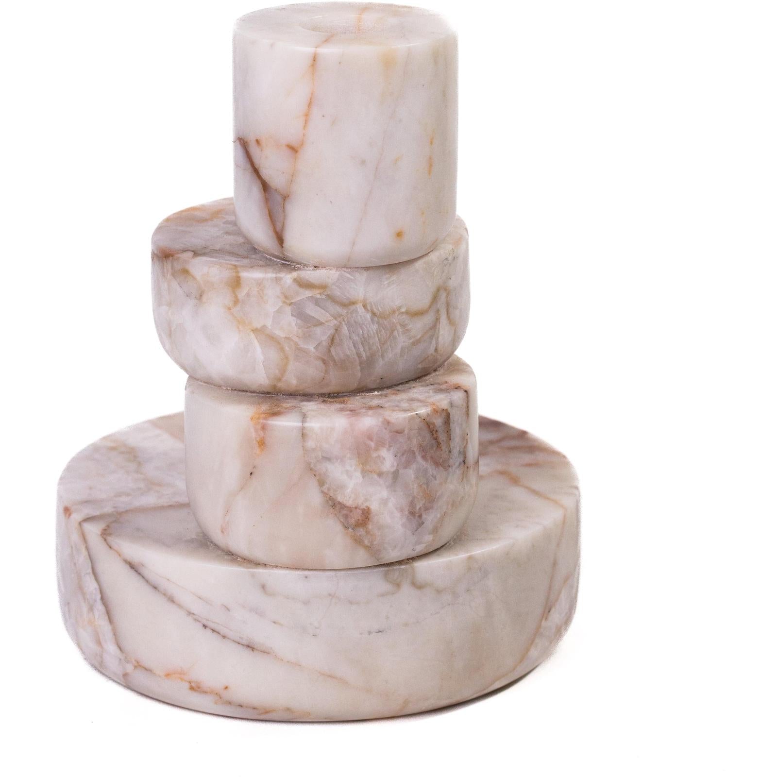 TOV Furniture Marble White Brown Candle Holder
