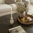 TOV Furniture Natural Travertine Turned Candle Holder