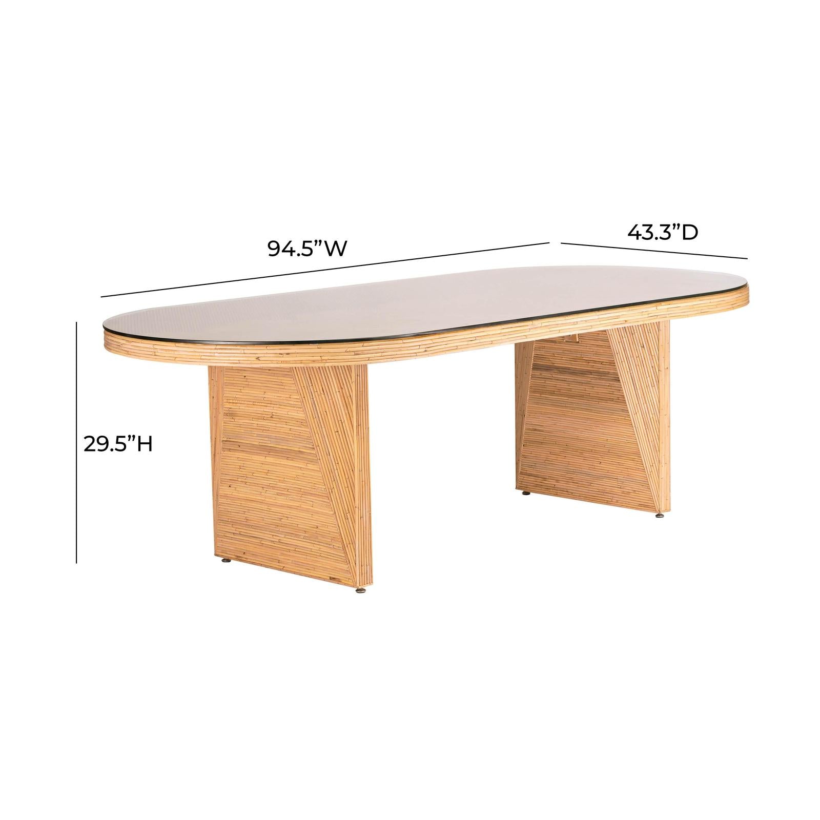 TOV Furniture Caren Natural Rattan and Glass Oval Dining Table
