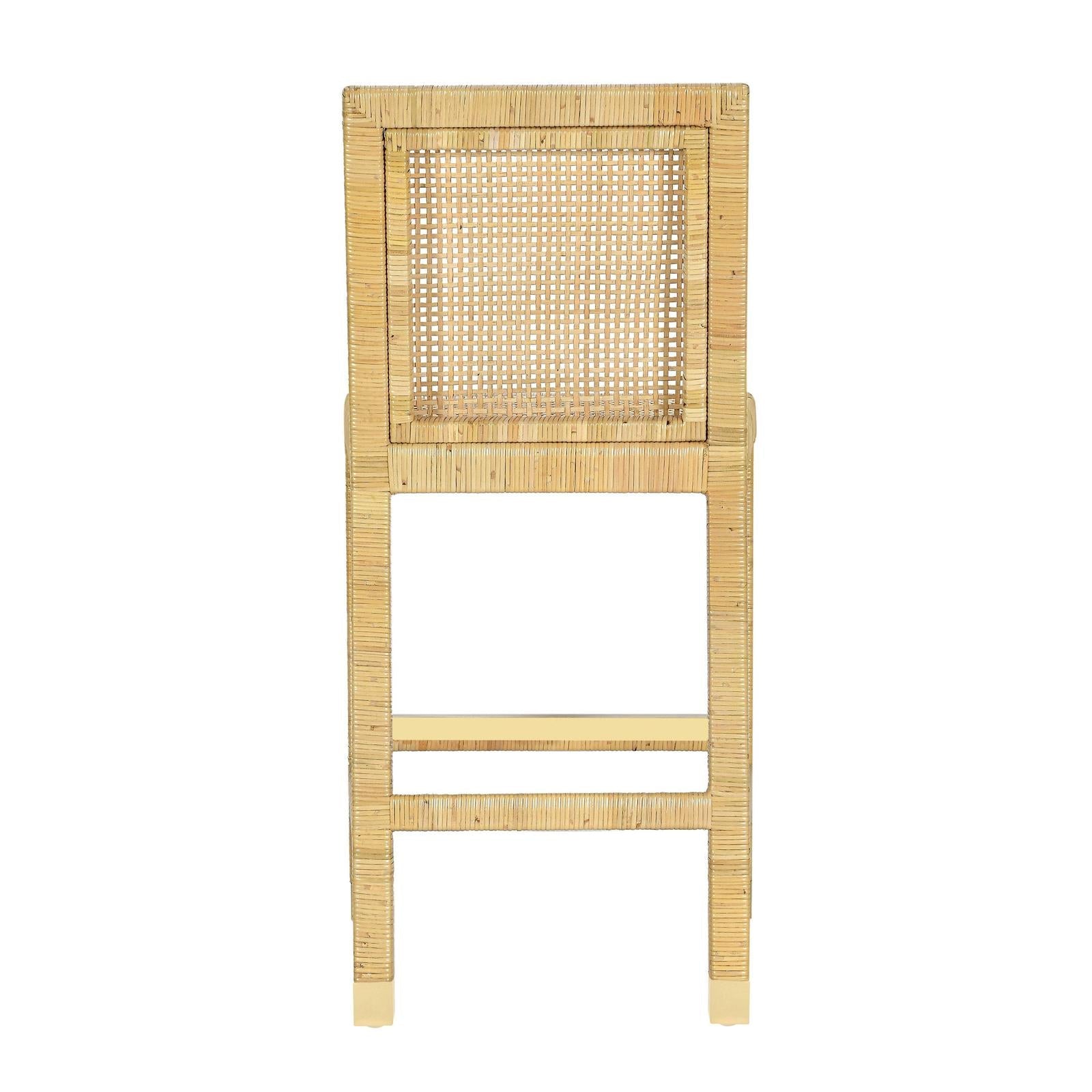 TOV Furniture Amara Rattan & Cream Contract-Grade Linen Counter Stool