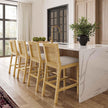 TOV Furniture Amara Rattan & Cream Contract-Grade Linen Bar Stool