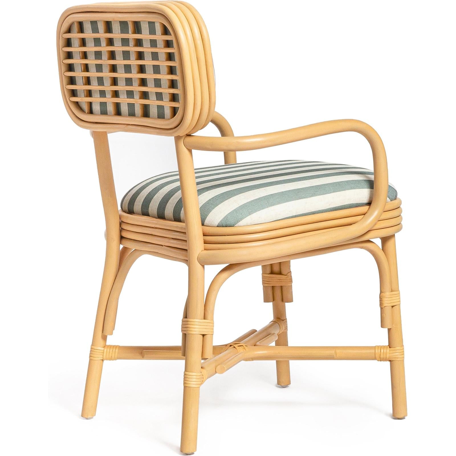 TOV Furniture Dorine Striped Performance Linen & Rattan Dining Armchair
