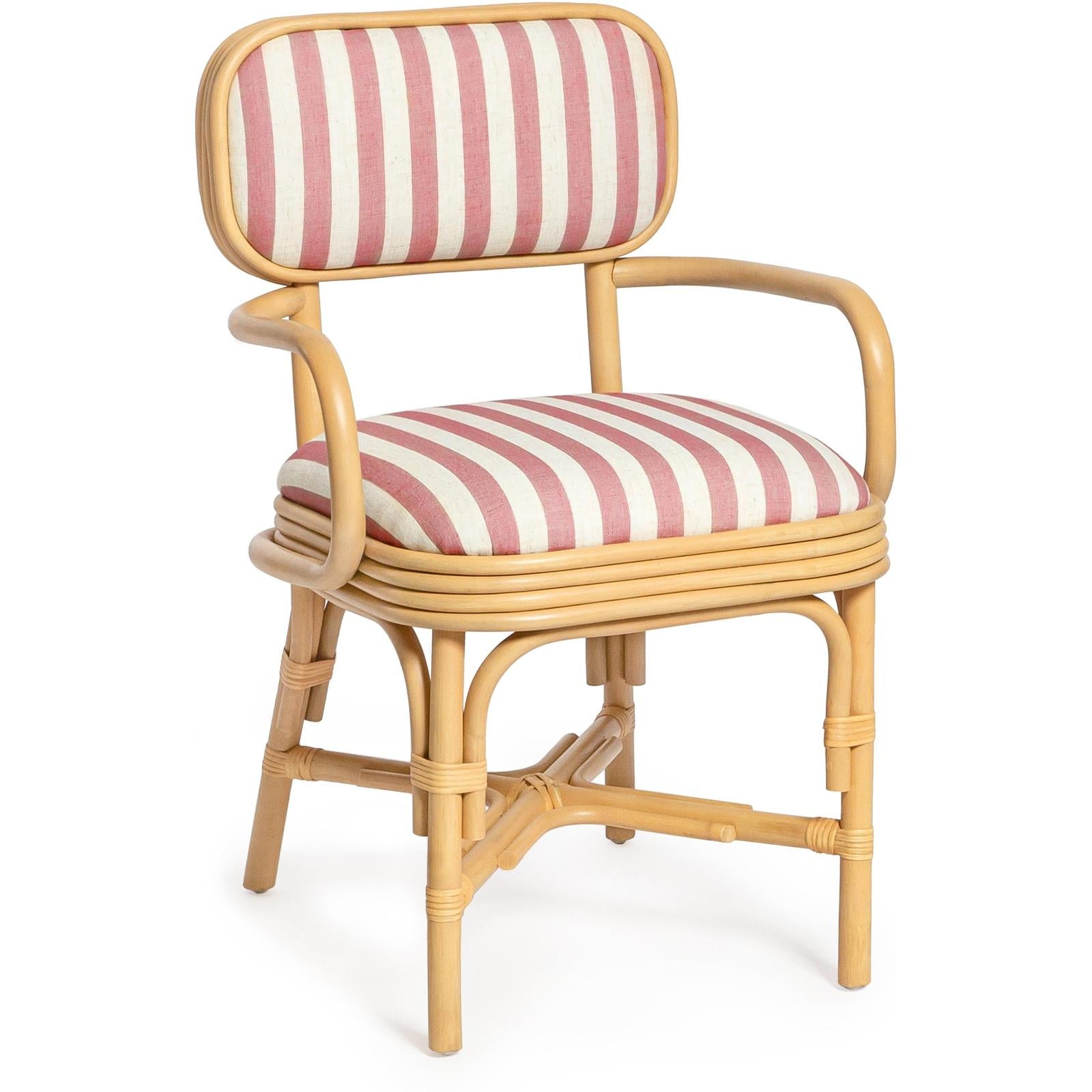 TOV Furniture Dorine Striped Performance Linen & Rattan Dining Armchair