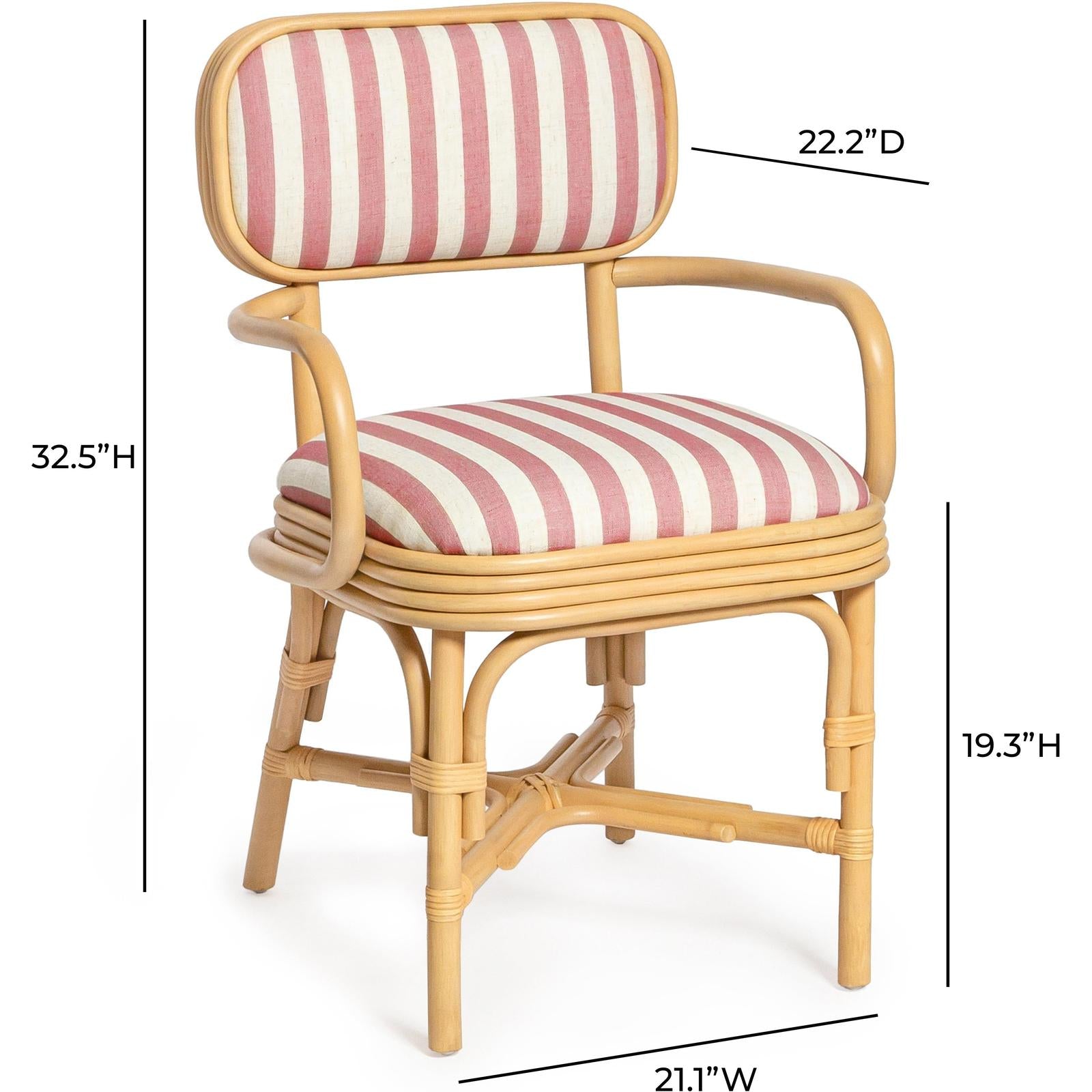 TOV Furniture Dorine Striped Performance Linen & Rattan Dining Armchair
