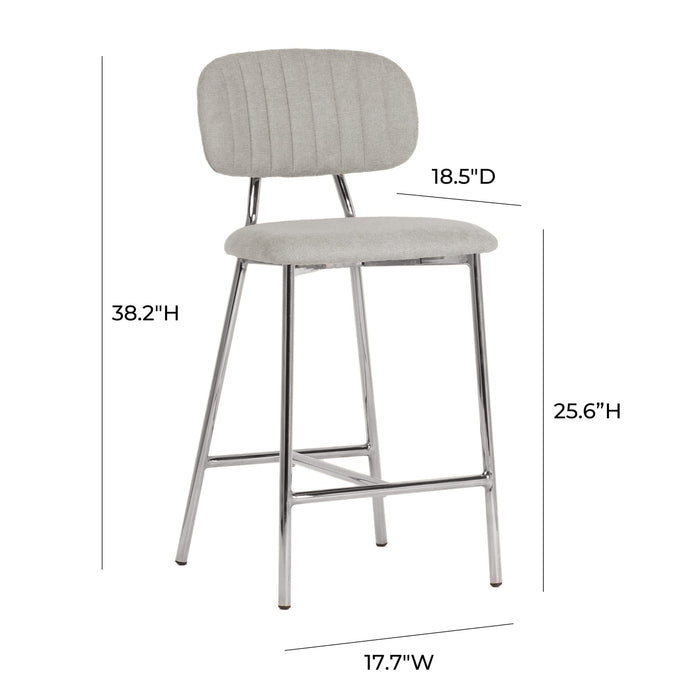 TOV Furniture Ariana Grey Counter Stool - Silver Legs Set of 2