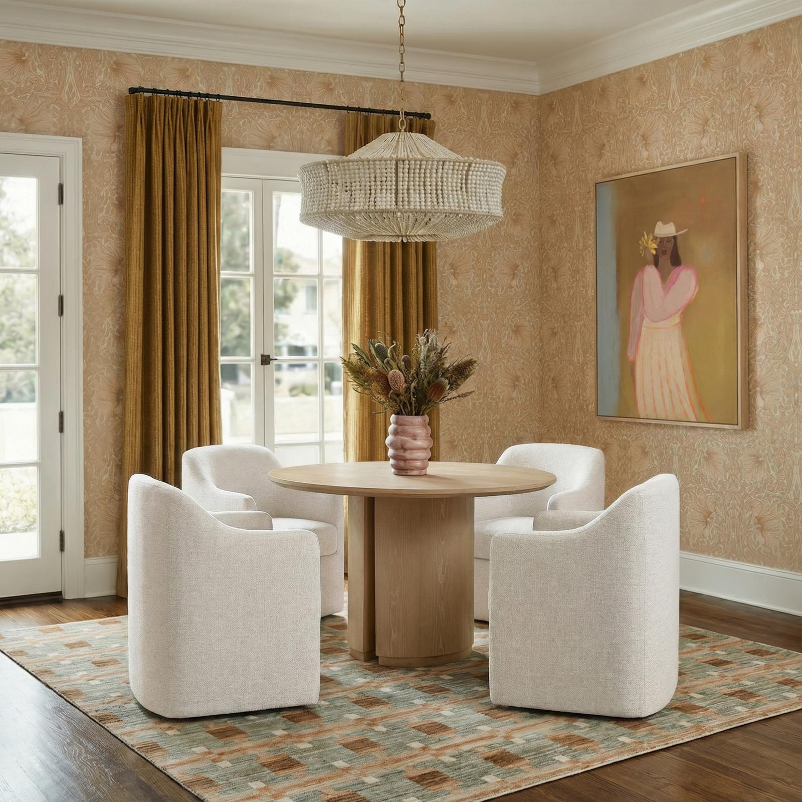 TOV Furniture Helena Tall Textured Weave Performance Fabric Dining Chair