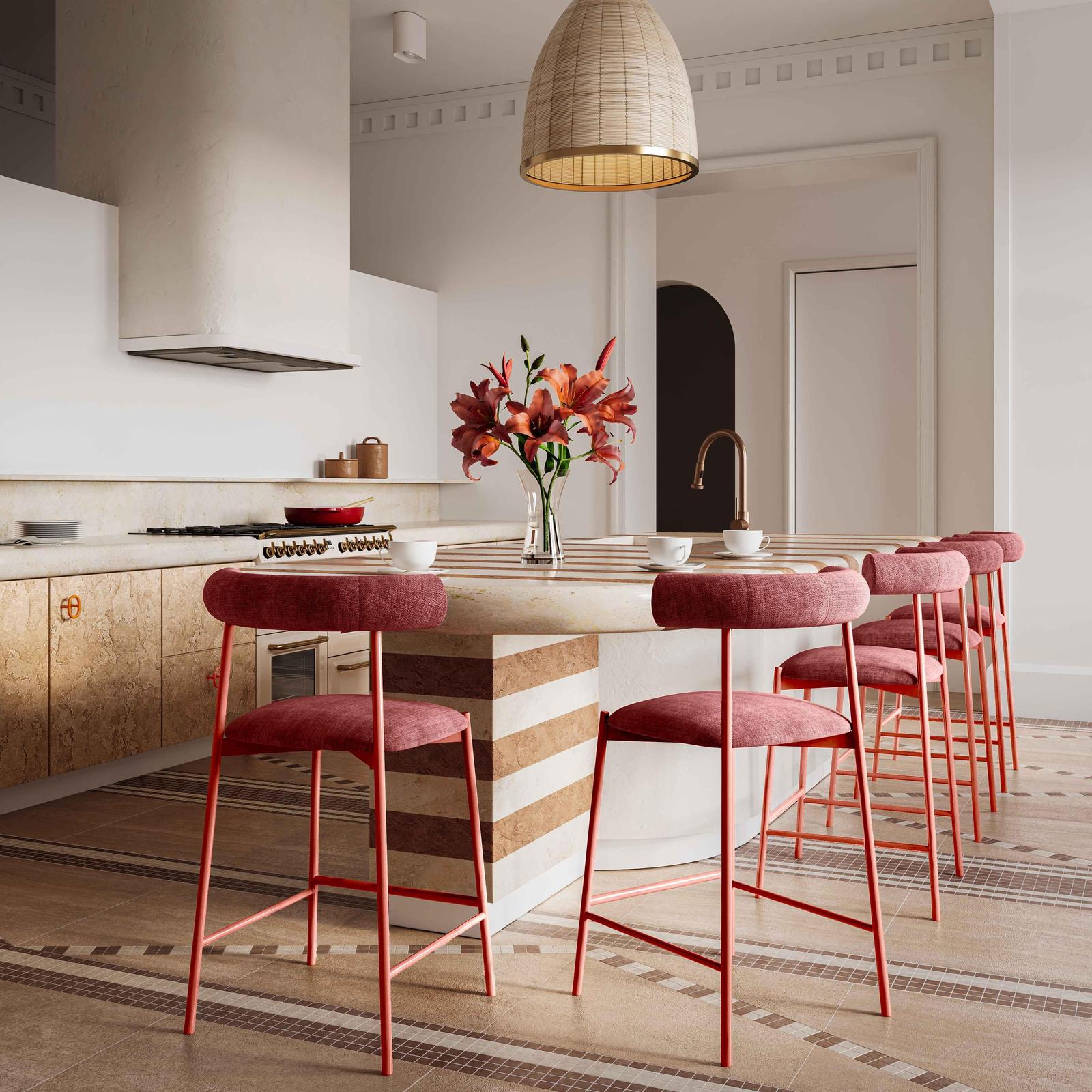 TOV Furniture Liliana Velvet Counter Stool