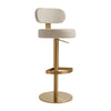 TOV Furniture Primrose Cream Textured Performance Fabric Adjustable Stool