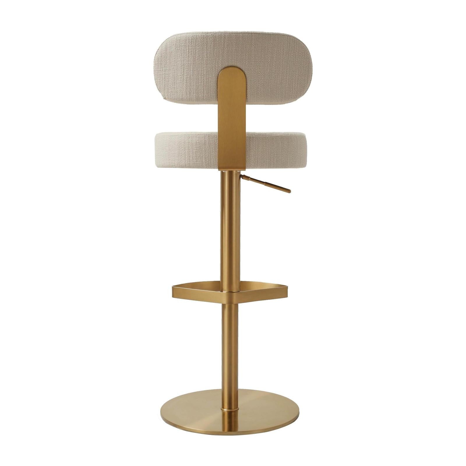 TOV Furniture Primrose Cream Textured Performance Fabric Adjustable Stool