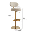 TOV Furniture Primrose Cream Textured Performance Fabric Adjustable Stool