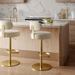 TOV Furniture Primrose Cream Textured Performance Fabric Adjustable Stool