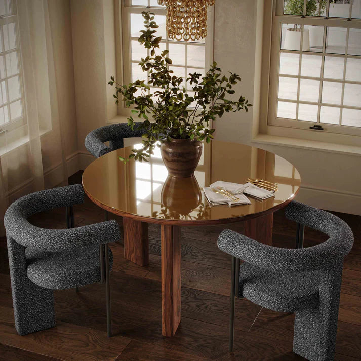 TOV Furniture Oani Walnut and Glass Dining Table