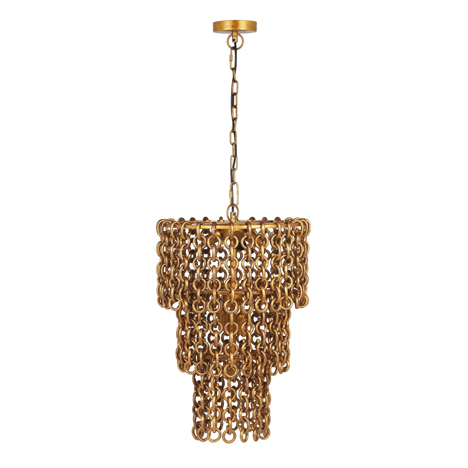 TOV Furniture Nirsa Brass Chain Link 3-Tier Chandelier