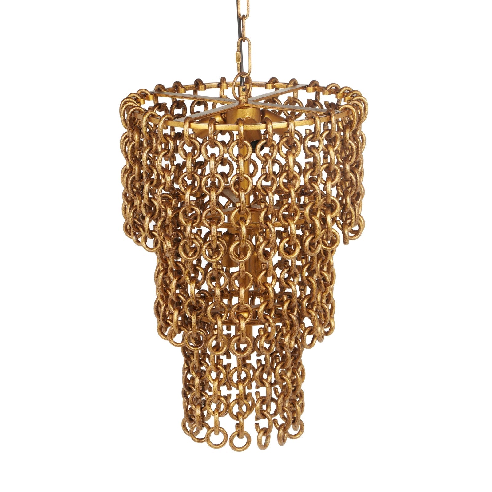 TOV Furniture Nirsa Brass Chain Link 3-Tier Chandelier