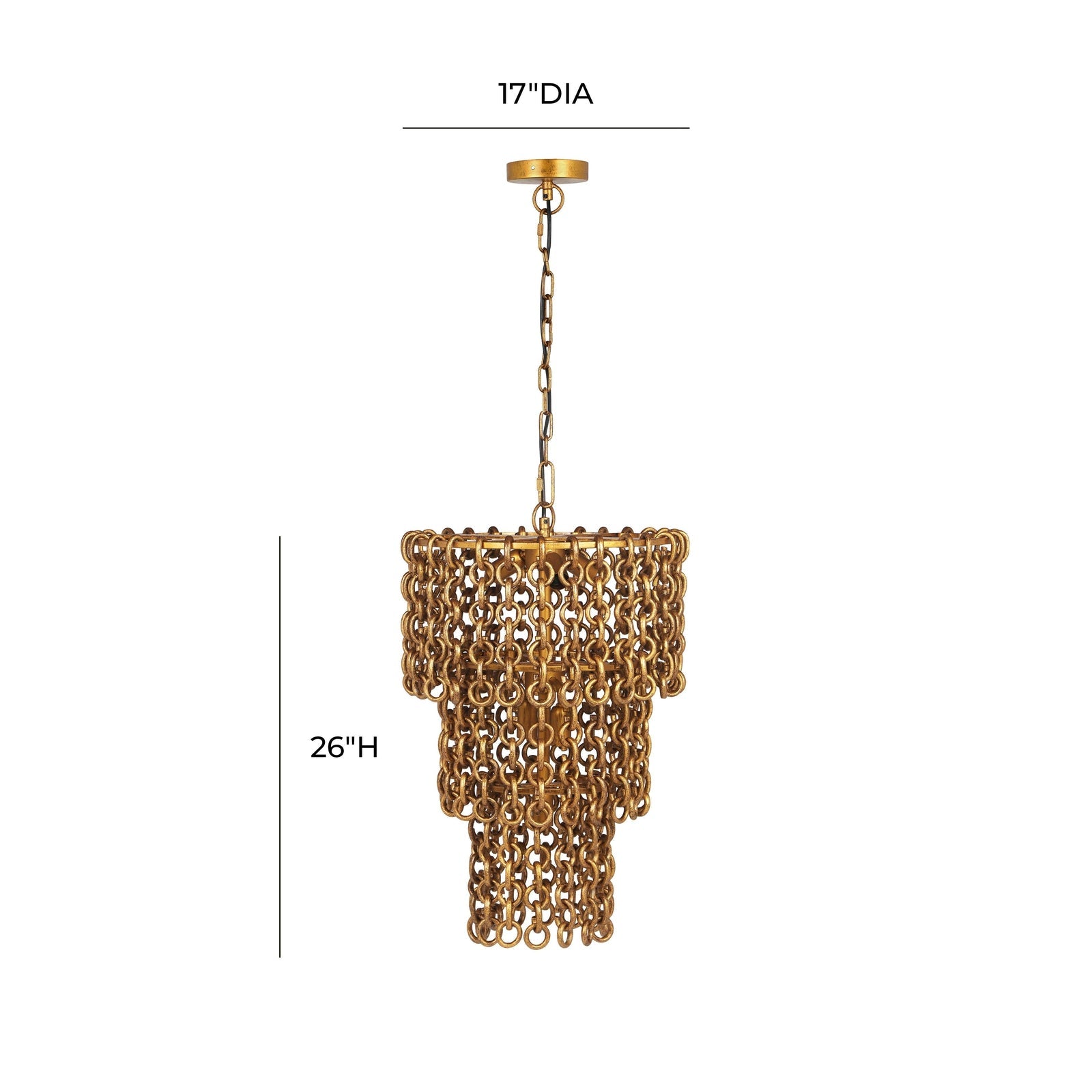 TOV Furniture Nirsa Brass Chain Link 3-Tier Chandelier