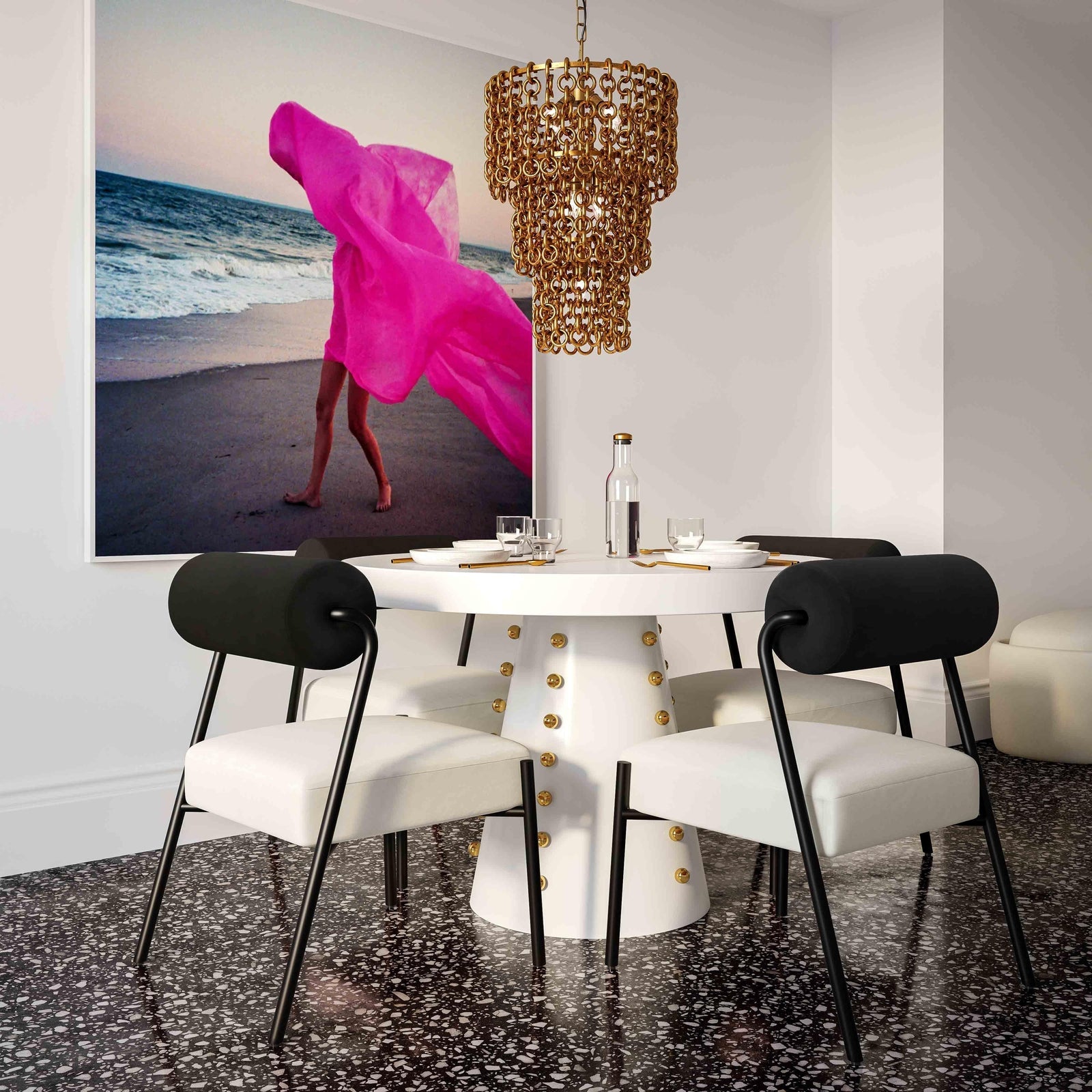 TOV Furniture Nirsa Brass Chain Link 3-Tier Chandelier