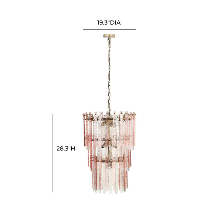 TOV Furniture Hampshire Pink Acrylic 3-Tier Chandelier
