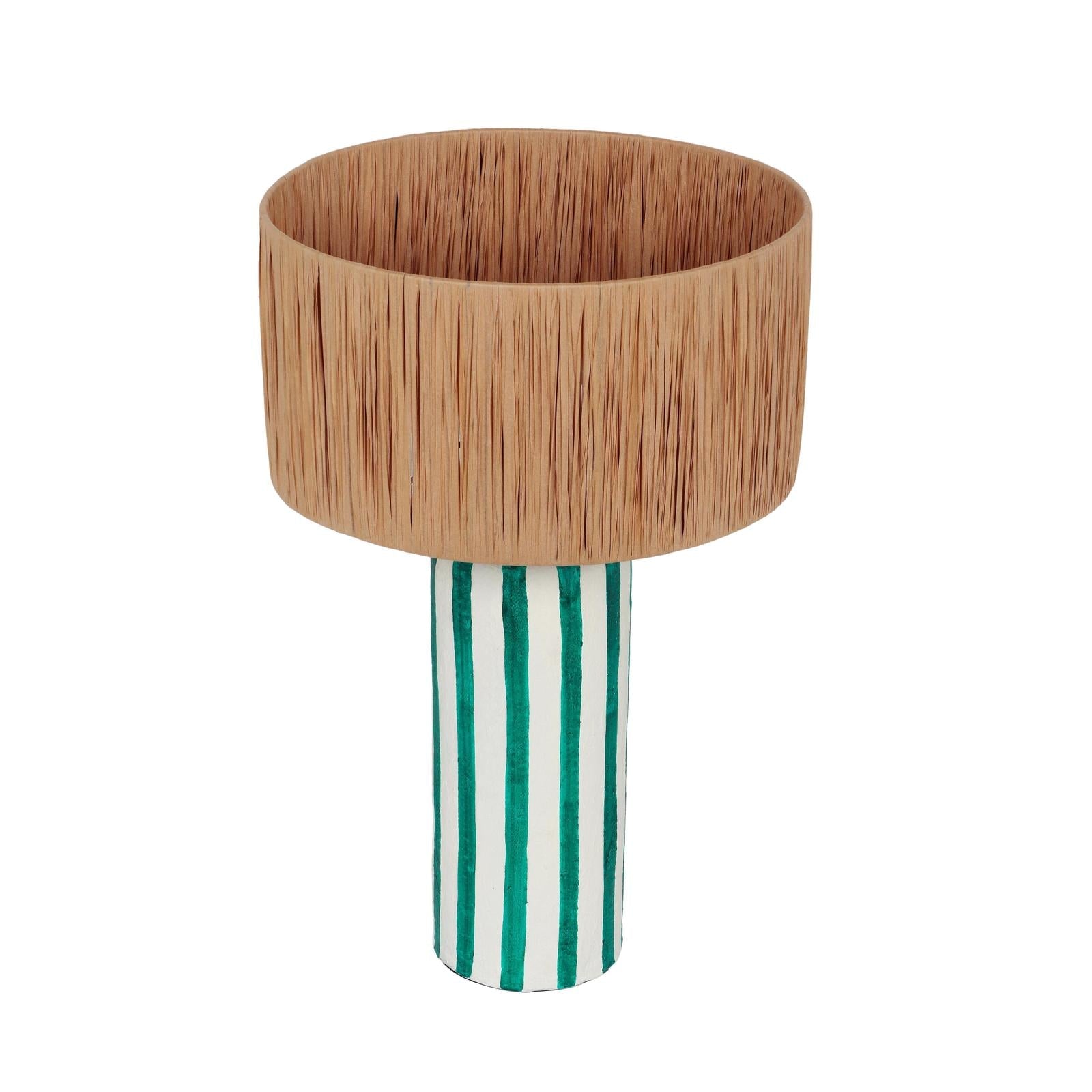 TOV Furniture Ravello Green Striped Papier Mache Table Lamp