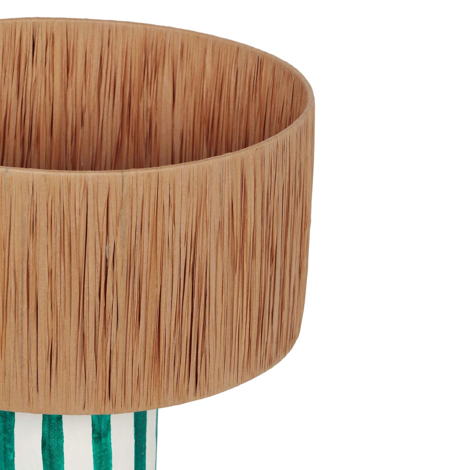 TOV Furniture Ravello Green Striped Papier Mache Table Lamp