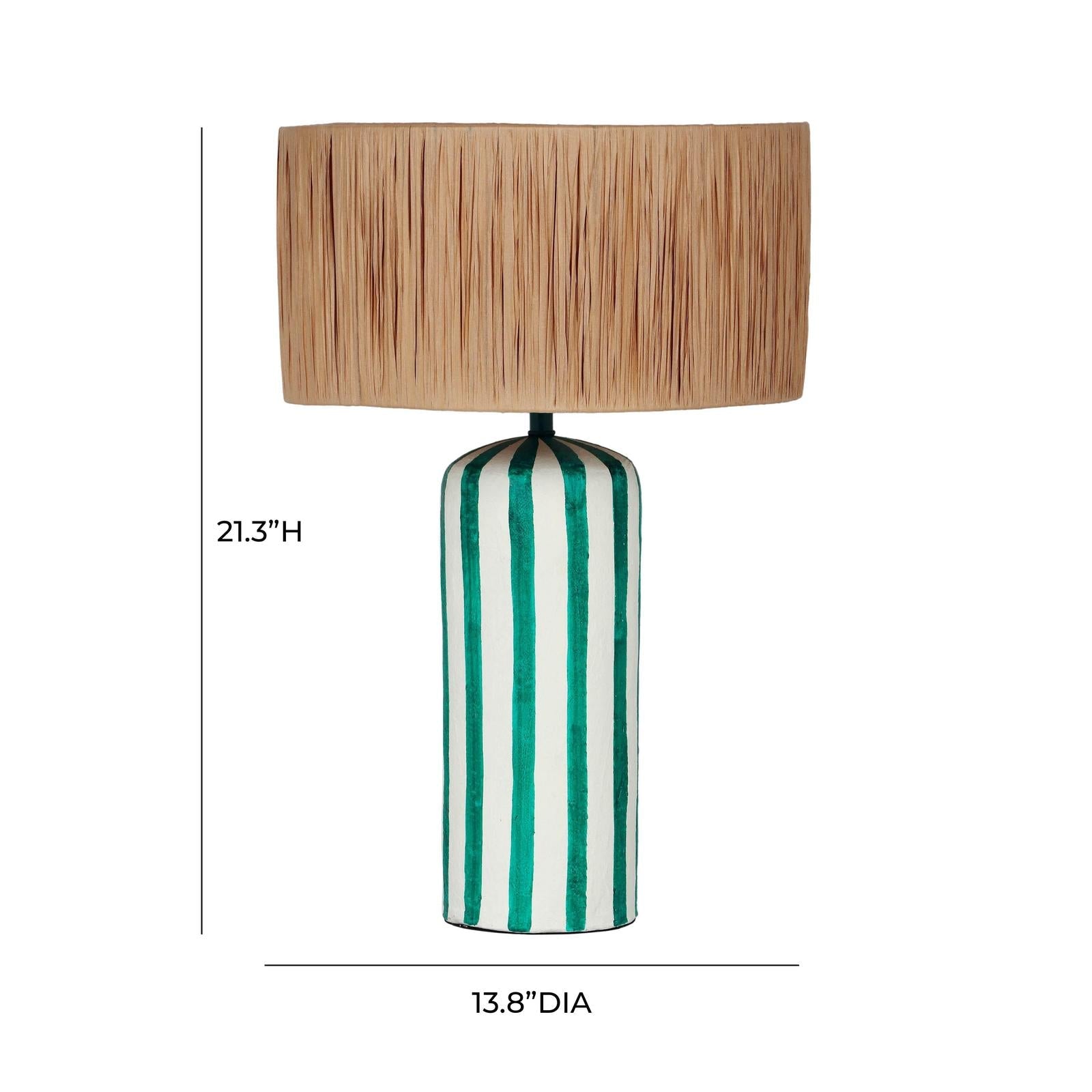 TOV Furniture Ravello Green Striped Papier Mache Table Lamp
