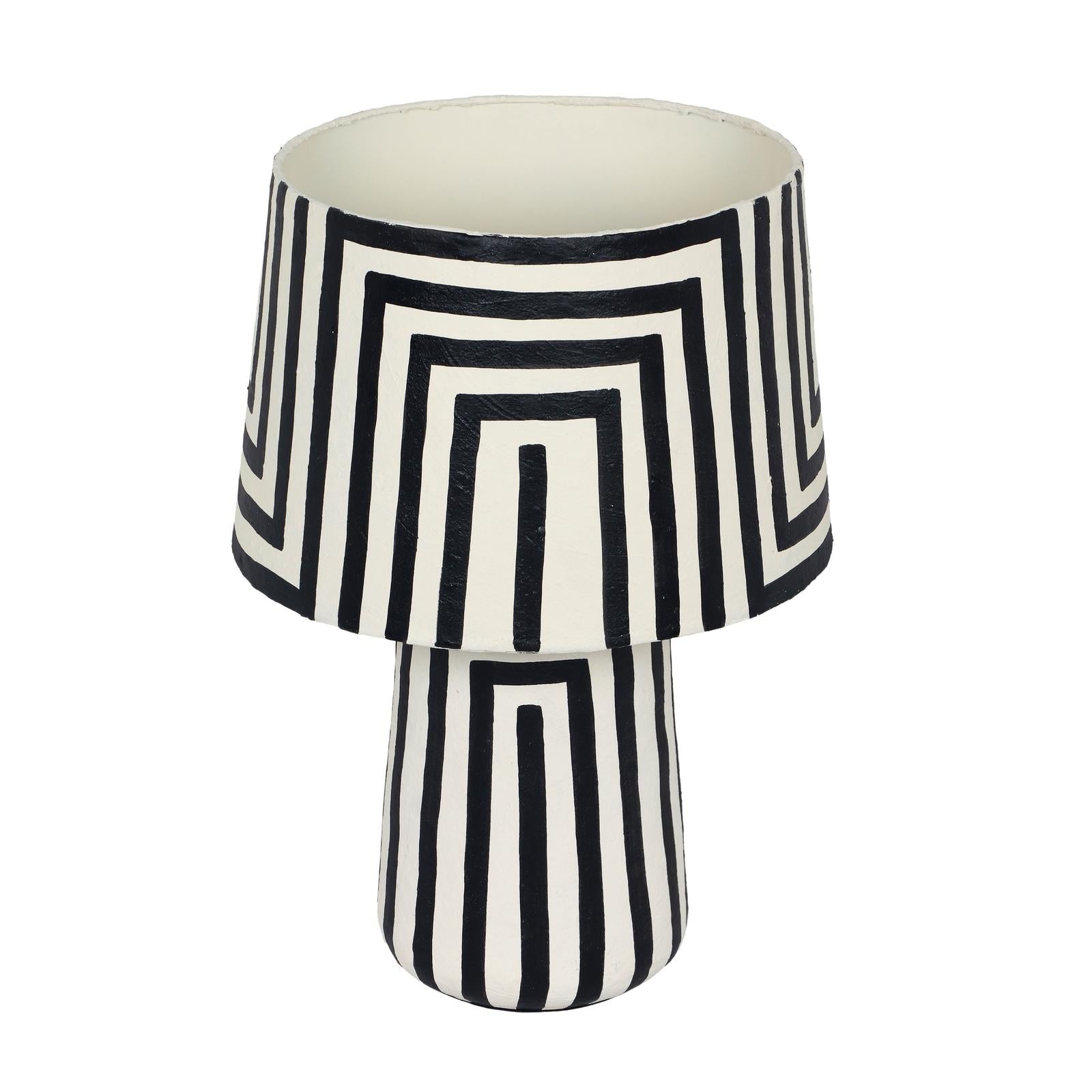 TOV Furniture Minori Black Striped Papier Mache Table Lamp