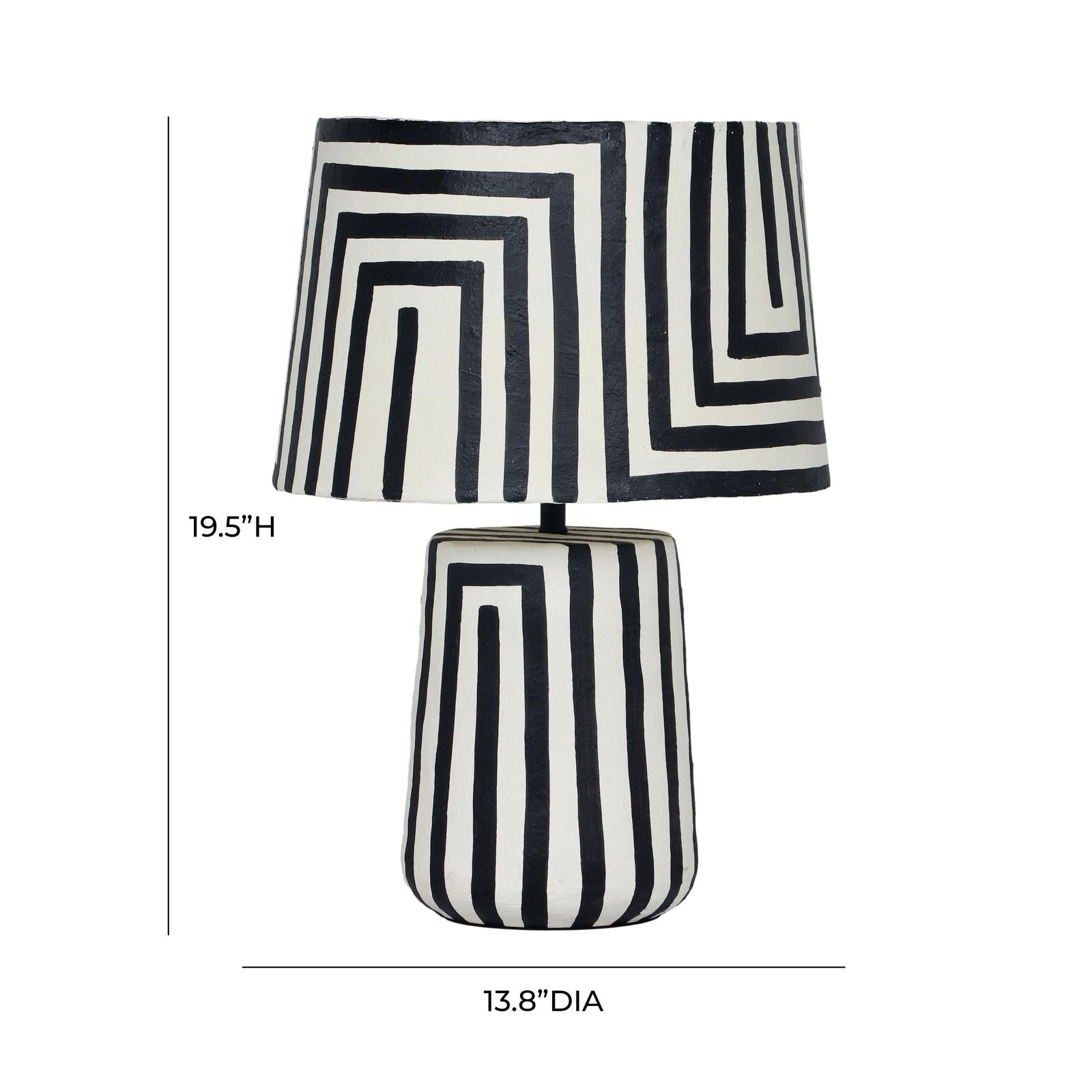 TOV Furniture Minori Black Striped Papier Mache Table Lamp