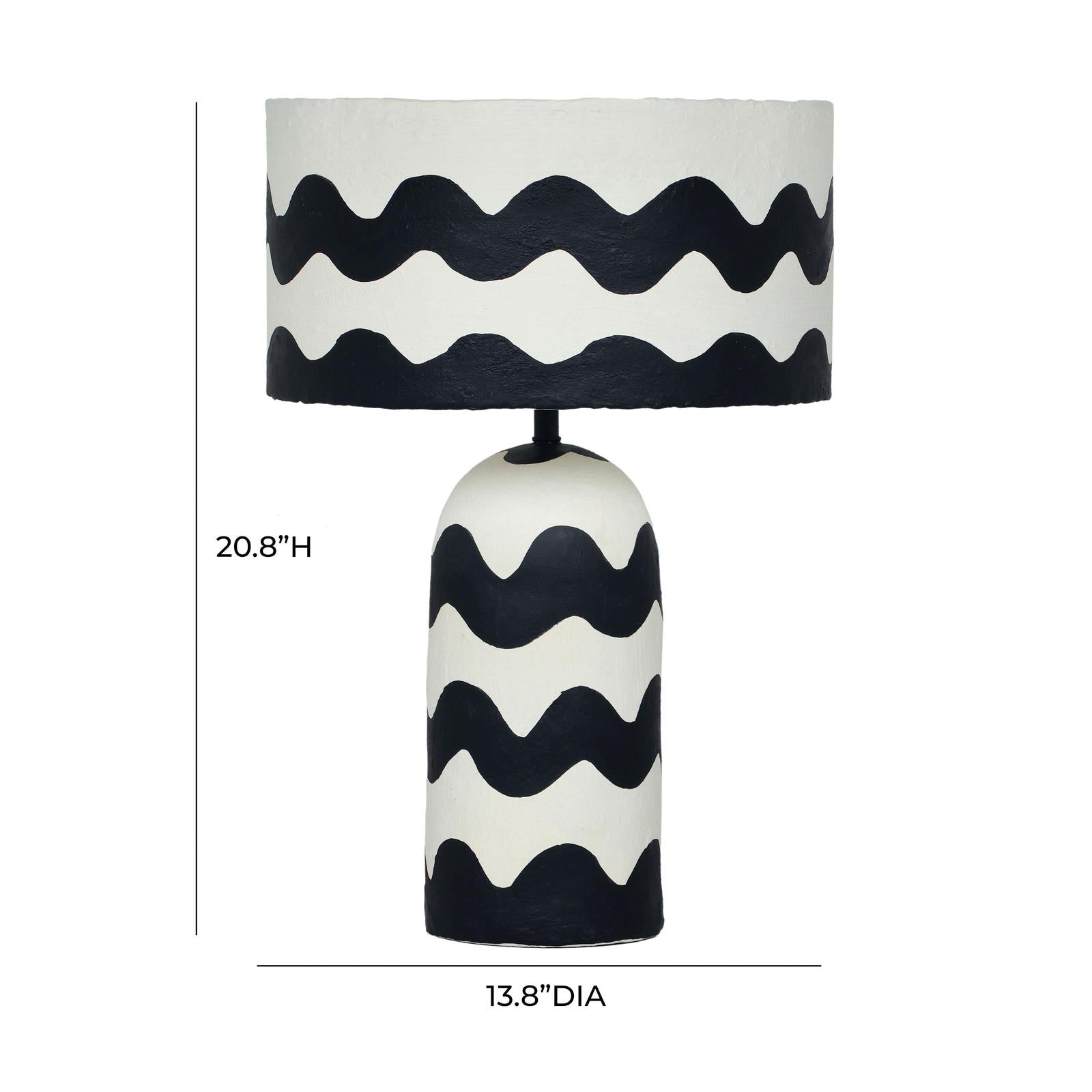TOV Furniture Tropea Black Waves Papier Mache Table Lamp