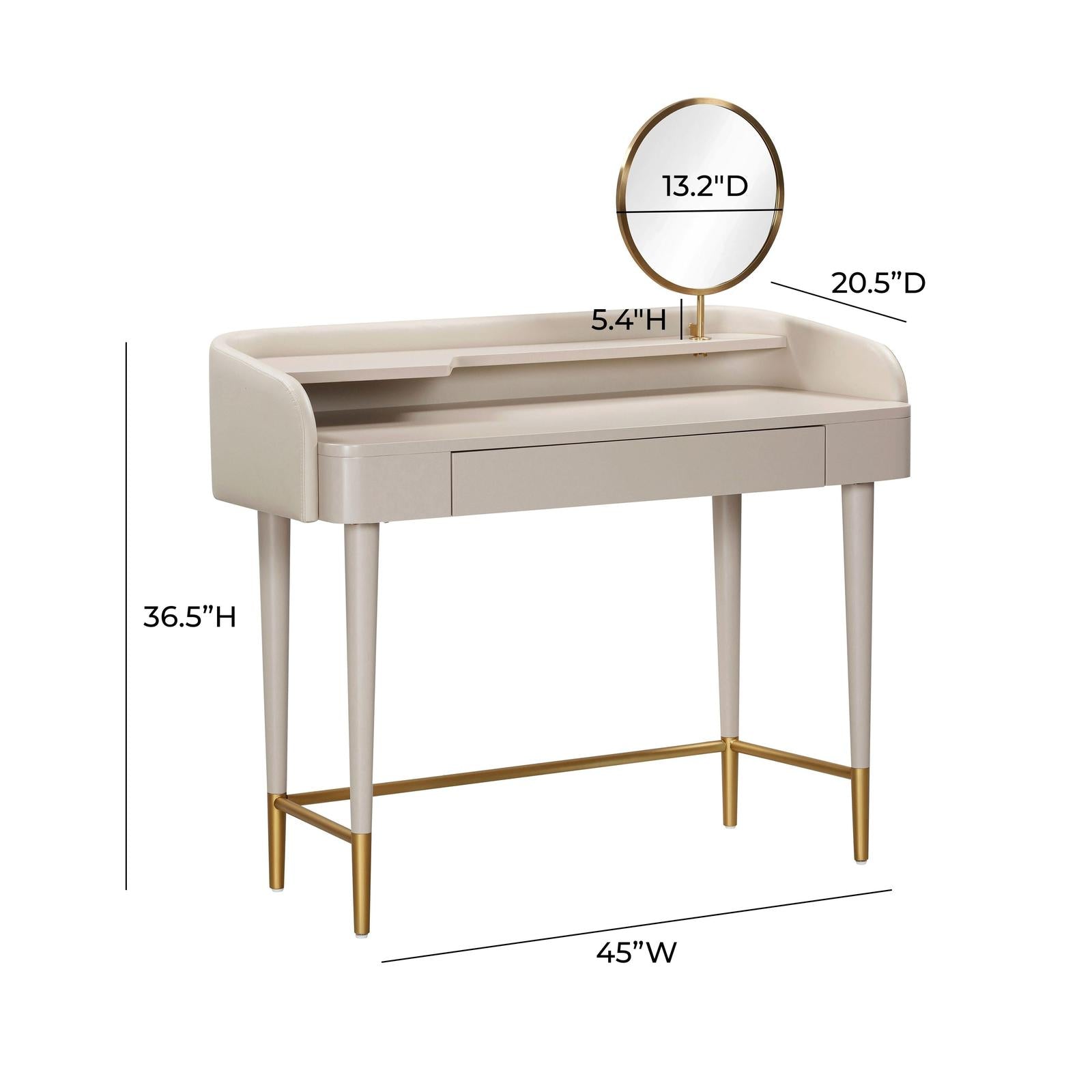 TOV Furniture Penelope Vegan Leather Wrapped Vanity Desk