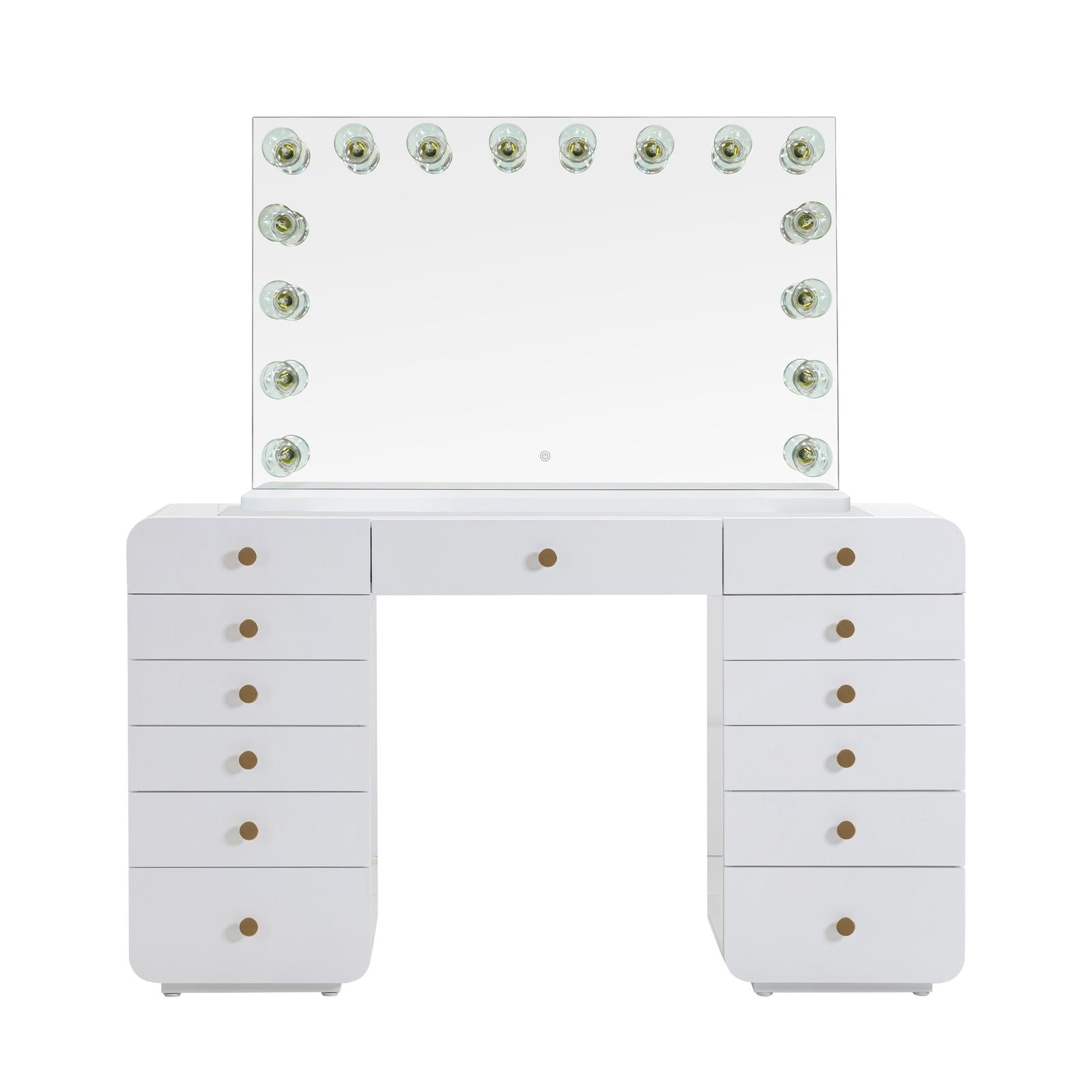 TOV Furniture Hollywood White Desk with Vanity Mirror