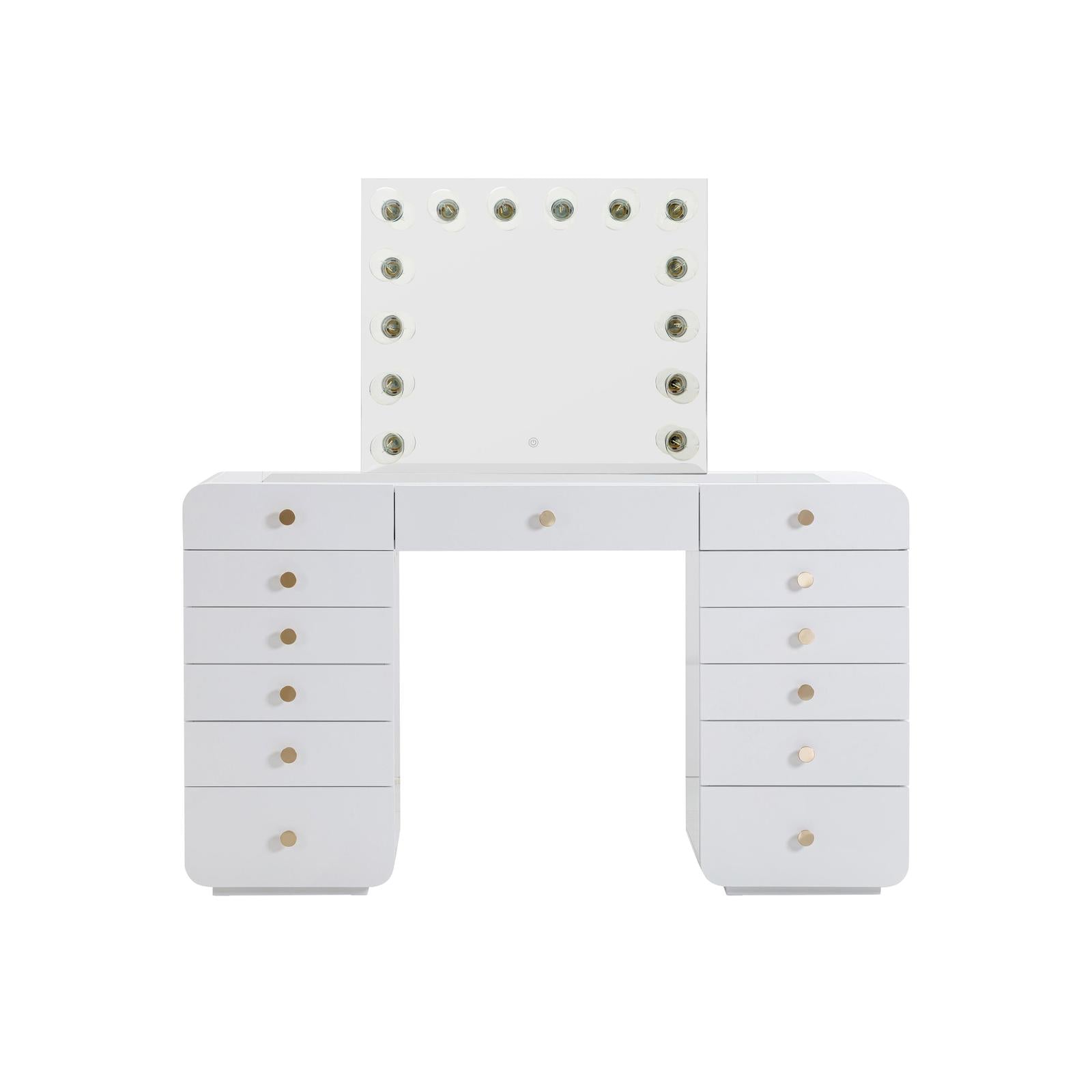 TOV Furniture Hollywood White Desk with Vanity Mirror