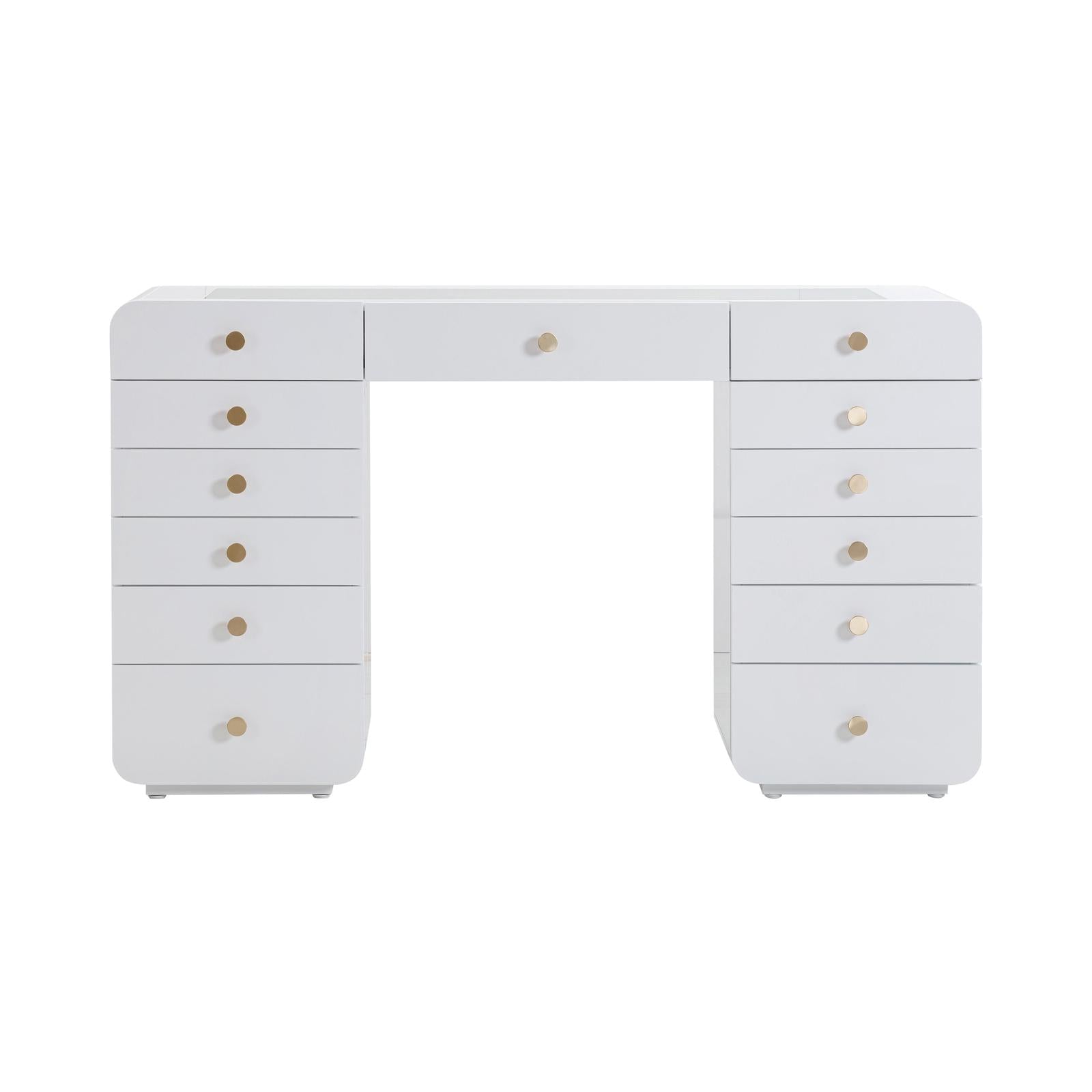 TOV Furniture Hollywood White Desk with Vanity Mirror