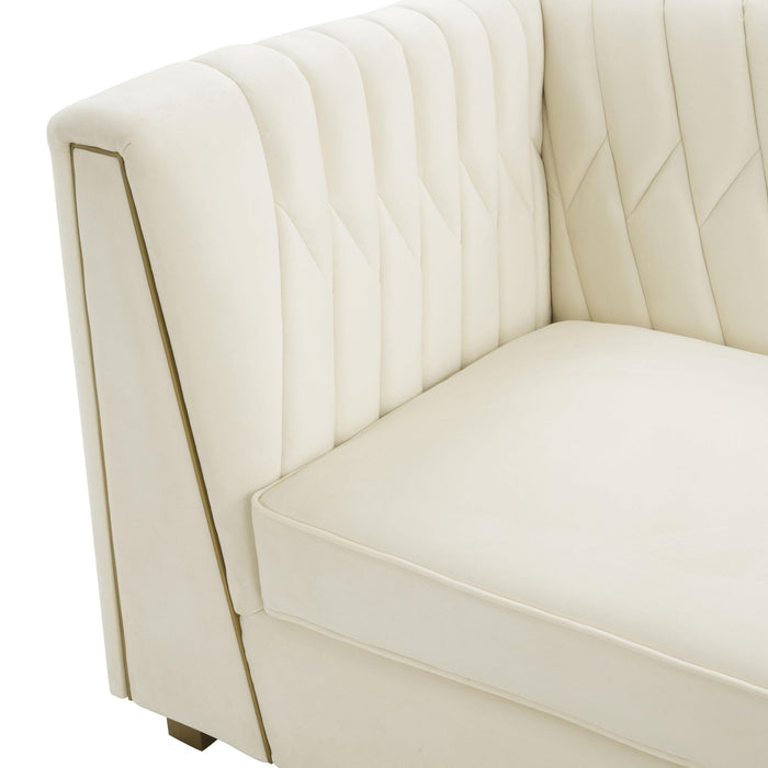 TOV Furniture Wafa Cream Velvet Sofa