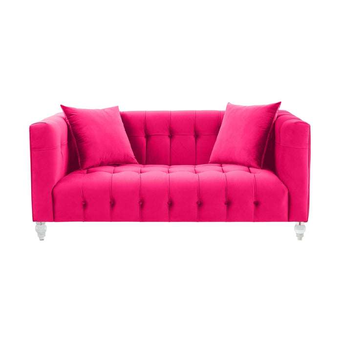 TOV Furniture Bea Hot Pink Velvet Loveseat