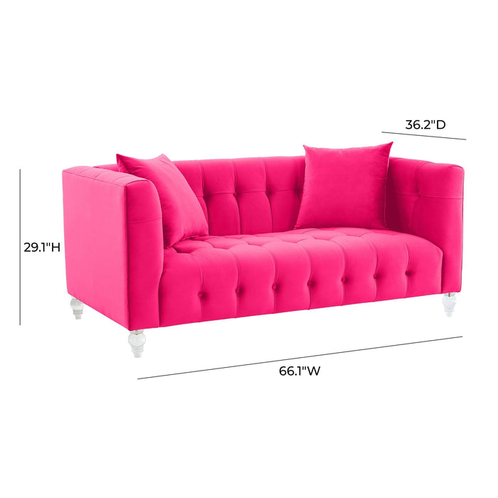 TOV Furniture Bea Hot Pink Velvet Loveseat