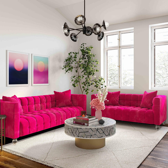 TOV Furniture Bea Hot Pink Velvet Loveseat