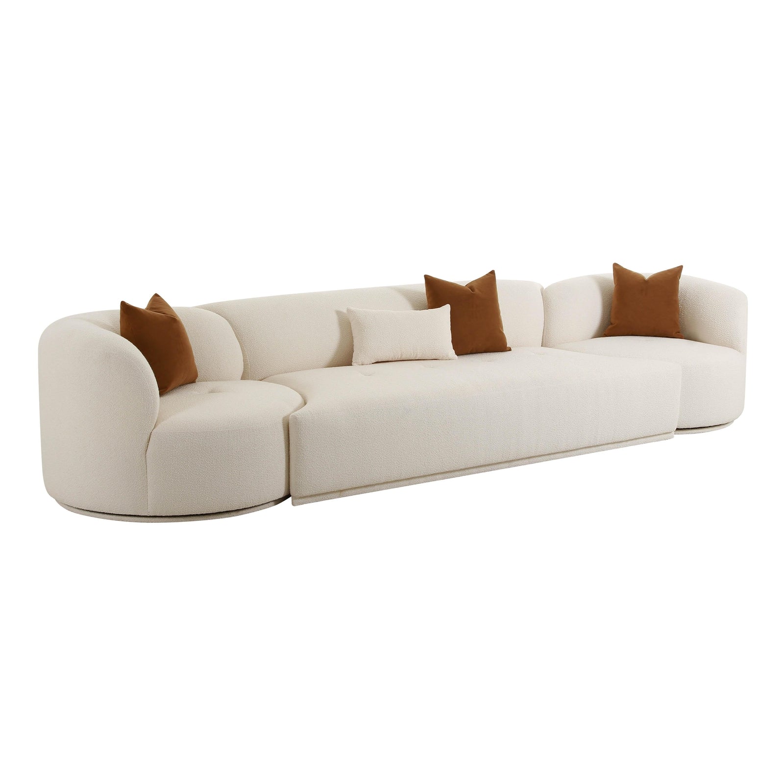 TOV Furniture Fickle Cream Boucle 3-Piece Modular Sectional