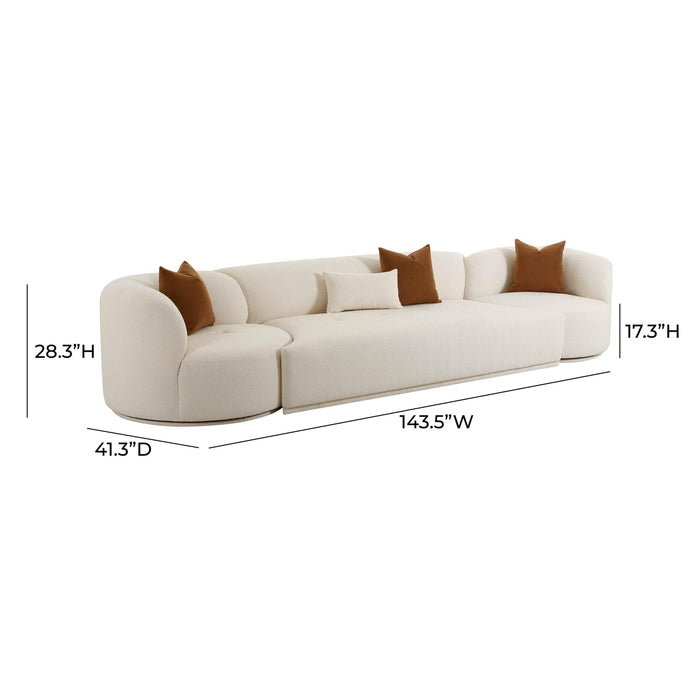 TOV Furniture Fickle Cream Boucle 3-Piece Modular Sectional