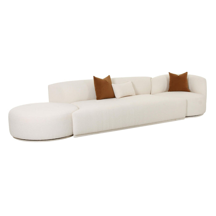 TOV Furniture Fickle Cream Boucle 3-Piece Modular Sectional