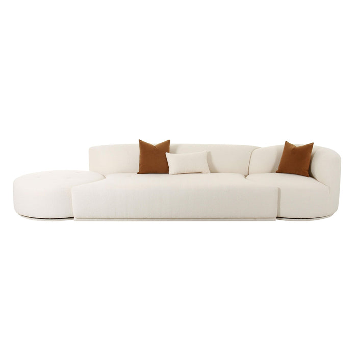 TOV Furniture Fickle Cream Boucle 3-Piece Modular Sectional