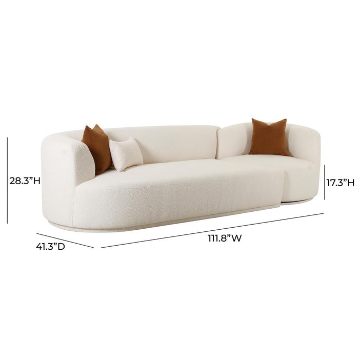 TOV Furniture Fickle Cream Boucle 2-Piece Modular Sofa
