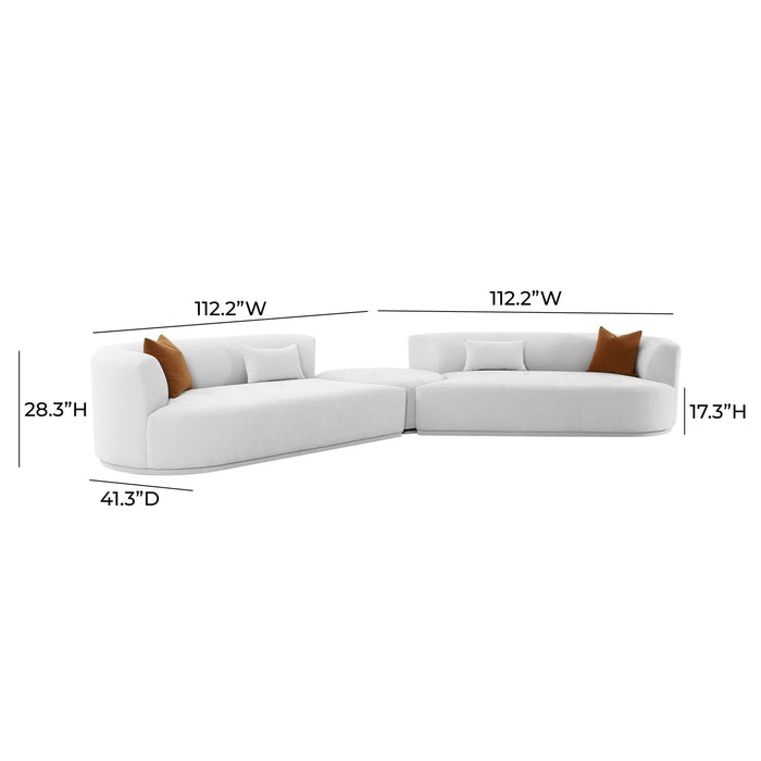 TOV Furniture Fickle Grey Velvet 3-Piece Modular Sectional